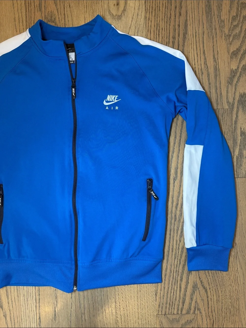 Nike Royal Blue and White Full-Zip Track Jacket Size Large